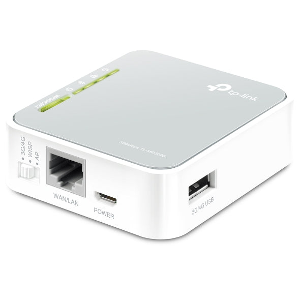 **EOL** TP-Link Portable Wireless Router, Provides Internet Access For Standalone CCTV / Alarm Systems Via Mobile Device Tethering Or 3G/4G USB Dongle Connection, Hardwired RJ45 Network Port, Micro USB Powered, Compact Design, No Ongoing Charges