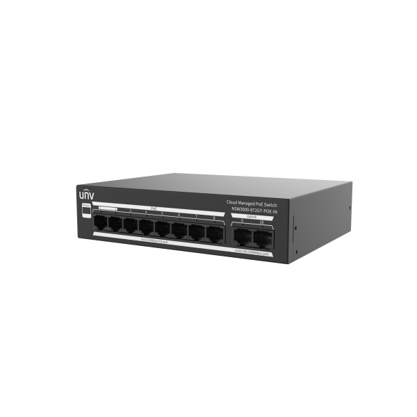 Uniview 8 Port PoE Cloud Managed Network Switch, 2 GbE Uplink Ports