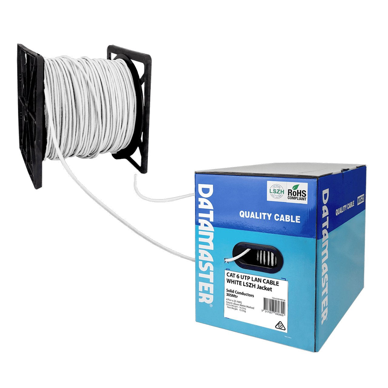 Datamaster 305M CAT6 White UTP Solid Cable Roller Box, Low Smoke Zero Halogen