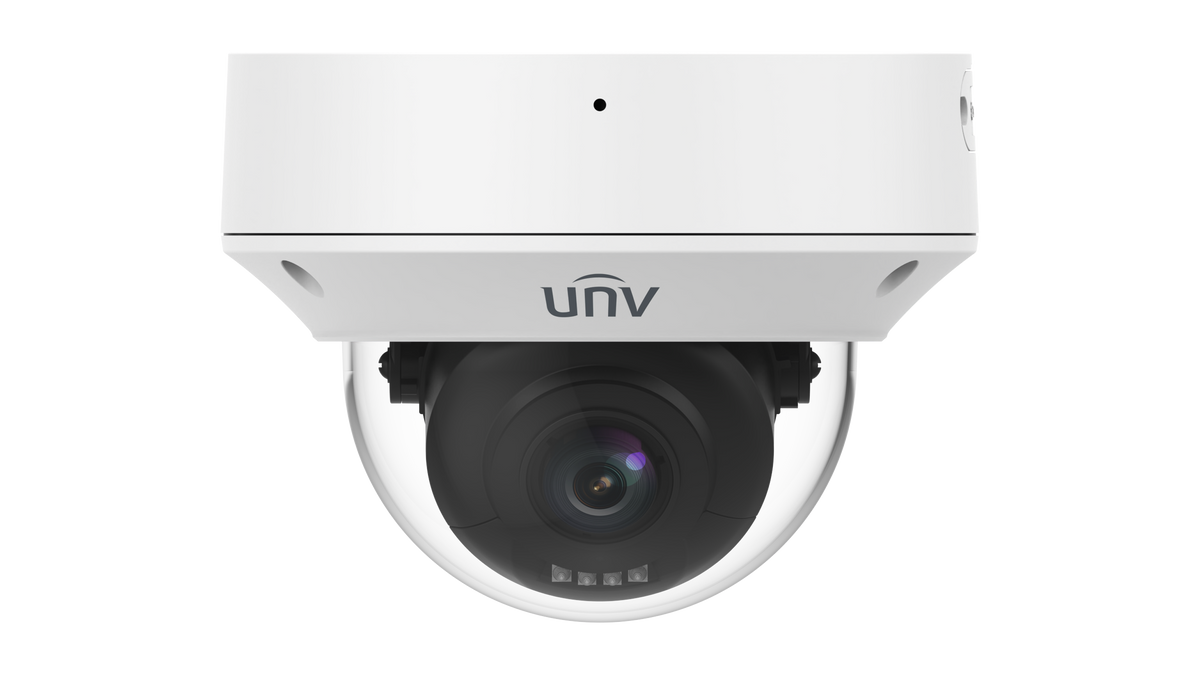 Uniview 8MP Dual-Light Prime Series Eyeball Vandal Dome, 2.8-12mm Motorised Lens, LightHunter, 40m IR, 120dB WDR, Triple Streams, Built-in Mic, MicroSD, PoE or 12VDC, IP67, IK10 (Wall Mount: TR-WM04-IN, Junction box TR-JB04-C-IN)