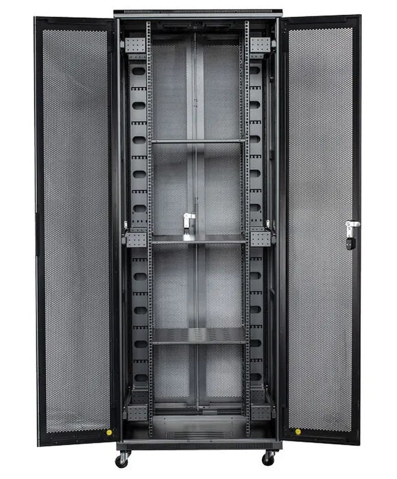 Certech 42RU 800 (W) x 1000 (D) Premier Series Server Rack With 3 x Fixed Shelves, 4 x Fans, 1 x 6 Outlet Horizontal PDU, 25 x Cage Nuts, 4 x Castor Wheels & 4 x Levelling Feet
