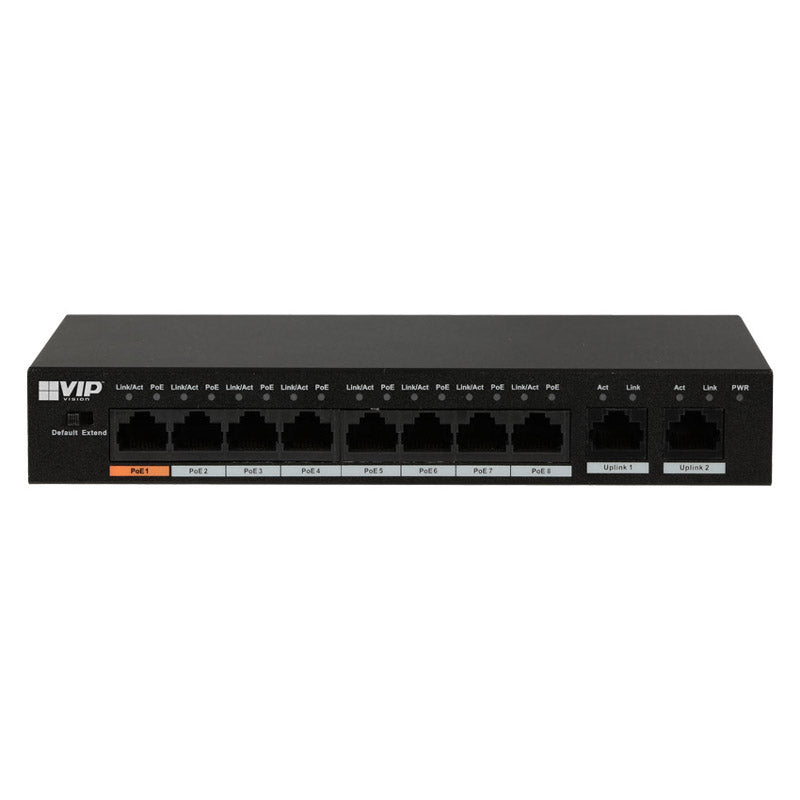 VIP Vision 8-Port Unmanaged Fast Hi-POE Ethernet Switch, Desktop Mount