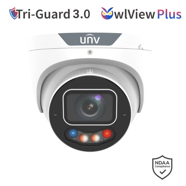 Uniview 6MP IP OwlView Plus Prime Tri-Guard AI Series Wise-ISP Full Colour Turret, Perimeter, ColorHunter, 2.8mm, 120dB WDR, 30m White Light, Built-in Mic, POE or 12VDC, IP67 (Wall Mount: TR-WM03-B-IN, Junction Box: TR-JB03-H-IN)