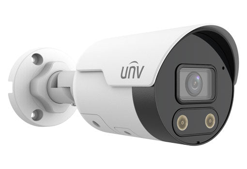 Uniview 8MP IP Prime Deep Learning AI Series IR Tri-Guard Mini Bullet Camera, Perimeter, Low Light, 2.8mm Lens, 120dB WDR, 30m IR, Triple Streams, MicroSD, POE or 12VDC, Built-in Mic / Speaker / White Alarm Lights, IP67 (Junction Box: TR-JB05-B-IN)