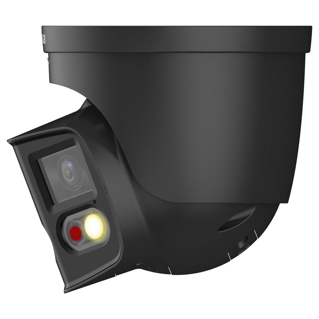 Dahua 2 x 4MP IP WizSense AI Series Full Colour Active Deterrence TiOC 180 Degree Wide Angle Panoramic Turret Camera, SMD 4.0, Quick Pick, Perimeter, Starlight, 2.8mm, 120dB WDR, 25m IR, 20m White Light, POE / 12VDC, IP67, MicroSD, Built-in Dual Mics /