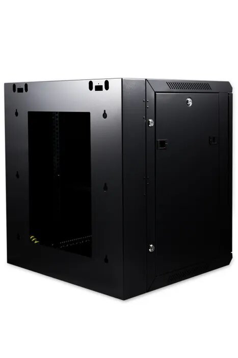 Certech 12RU 600mm Deep Swing Frame Cabinet With 1 x Fixed Shelf, 2 x Fans, 1x 6 Outlet PDU and 10 x Cage Nuts