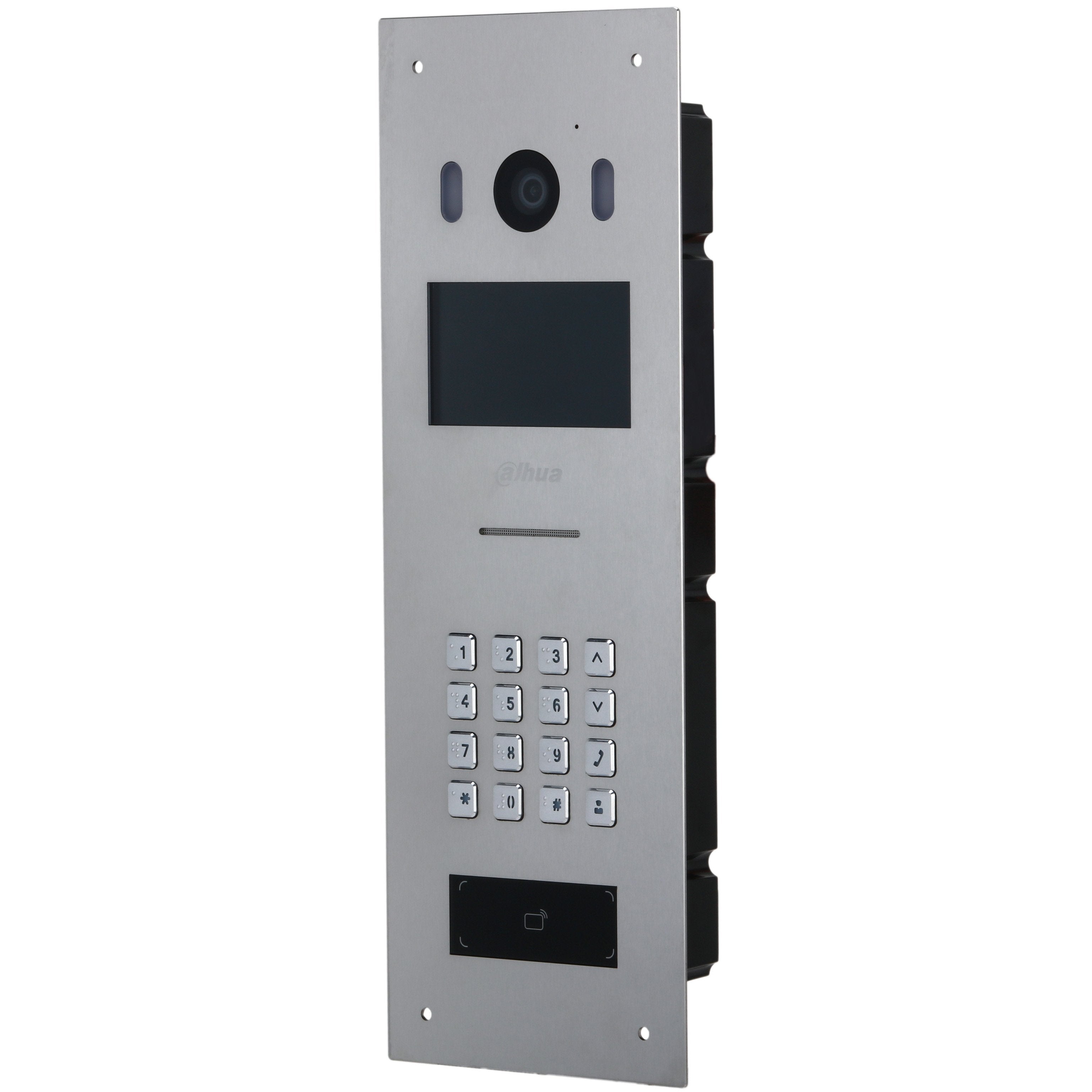 Dahua IP External Station, 2MP CMOS Camera, 4.3" Screen, Stainless Steel Panel, Integrated Password / Mifare Card Reader, IK08, IP65, 12VDC (**REQUIRES EITHER - Surface Plate: VTM57R, Flush Plate: VTOB103)