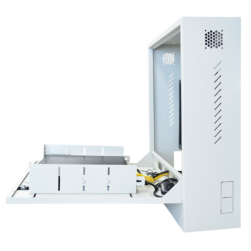 VIP Vision Vertical Wall Mount Security Cabinet 2RU Horizontal With Integrated 4 Output Powerboard & 2 x Cabinet Locks - Fits Up To 4HDD NVR & 24" Monitor ***Requires M4 Screws To Mount Monitor***