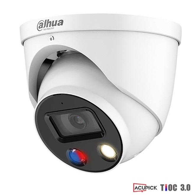 Dahua 8MP IP WizSense AI Series 2 Full Colour Active Deterrence TiOC 3.0 Eyeball Camera, SMD 4.0, AcuPick Ready, Quick Pick, AI SSA, Perimeter, Starlight, 2.8mm, 120dB WDR, 30m IR / White Light, POE / 12VDC, IP67, MicroSD, Built-in Mic / Speaker, Red / Bl