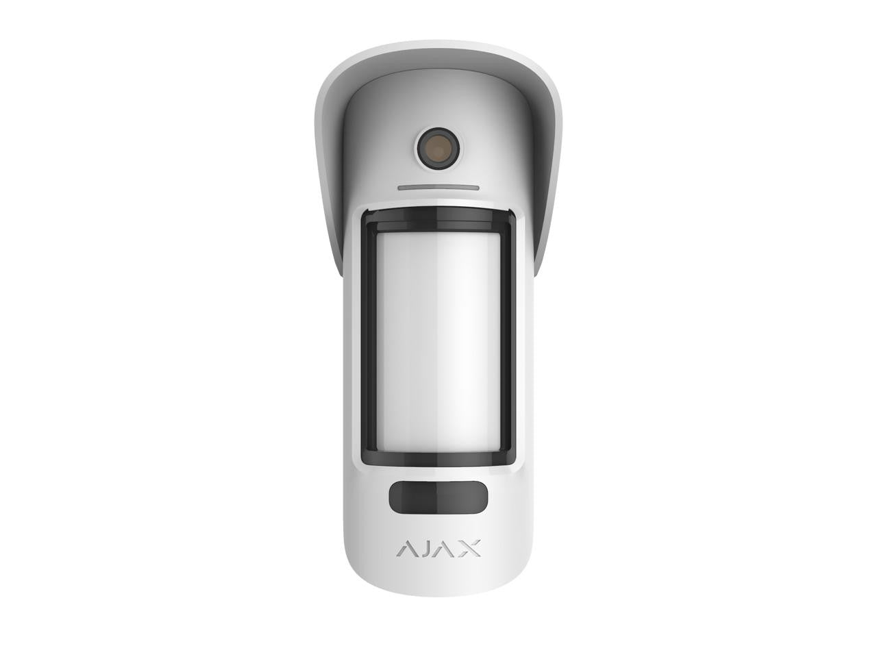 Ajax MotionCam Outdoor PhOD WHITE - 2 Way Wireless Pet Immune Dual PIR Motion Detector With Photo On Demand Verification / Anti-Mask / Outdoor Hood / Adjustable Detection Range 3-15m