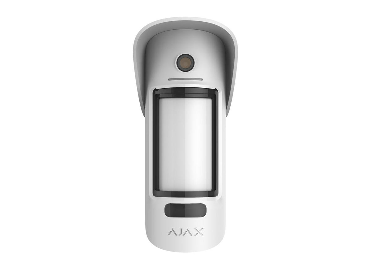 Ajax MotionCam Outdoor PhOD WHITE - 2 Way Wireless Pet Immune Dual PIR Motion Detector With Photo On Demand Verification / Anti-Mask / Outdoor Hood / Adjustable Detection Range 3-15m