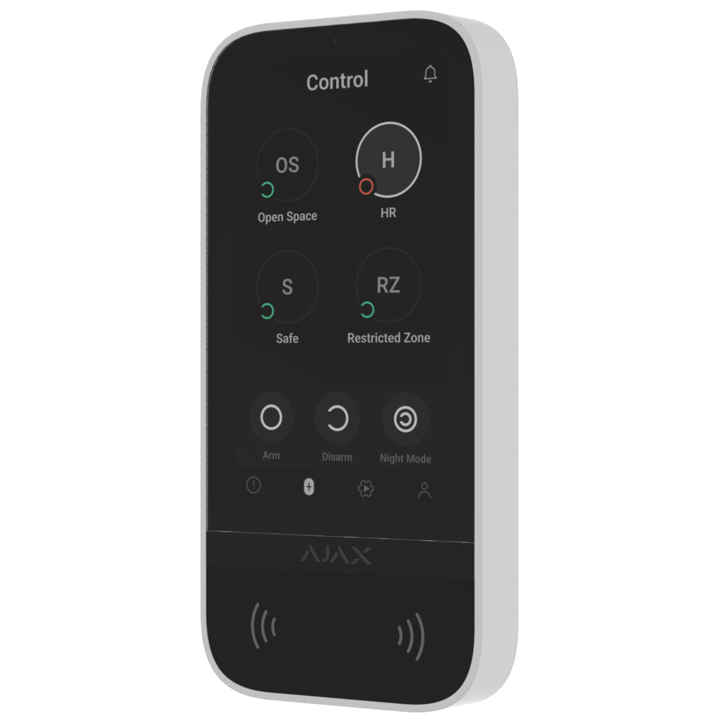Ajax KeyPad TouchScreen WHITE - 2 Way Wireless 5" Touch Screen Keypad with Proximity Reader