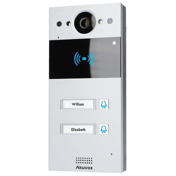 Akuvox IP 2-Button External Station With MiFare Reader, Mobile App, 2MP, Aluminium Panel, IP65, POE / 12VDC, Surface Mount (Flush Mount: R20K-FLM / Surface Mount Raincover: R20K-SRC)