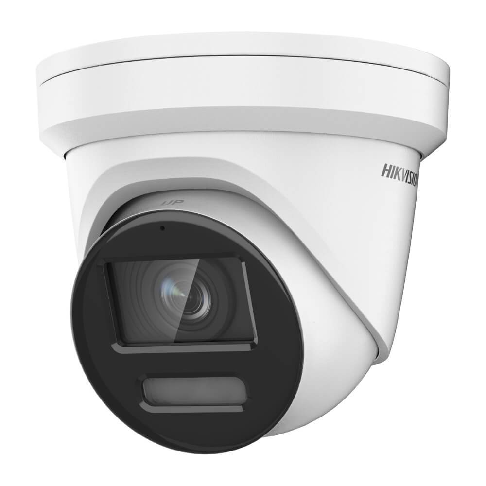 Hikvision 8MP IP Pro Series Turret Camera, ColorVu, 2.8mm, 130 dB WDR, 30m White Light, POE / 12VDC, IP67, MicroSD, (Junction Box: DS-1280ZJ-PT6, Wall Mount: DS-1273ZJ-140)