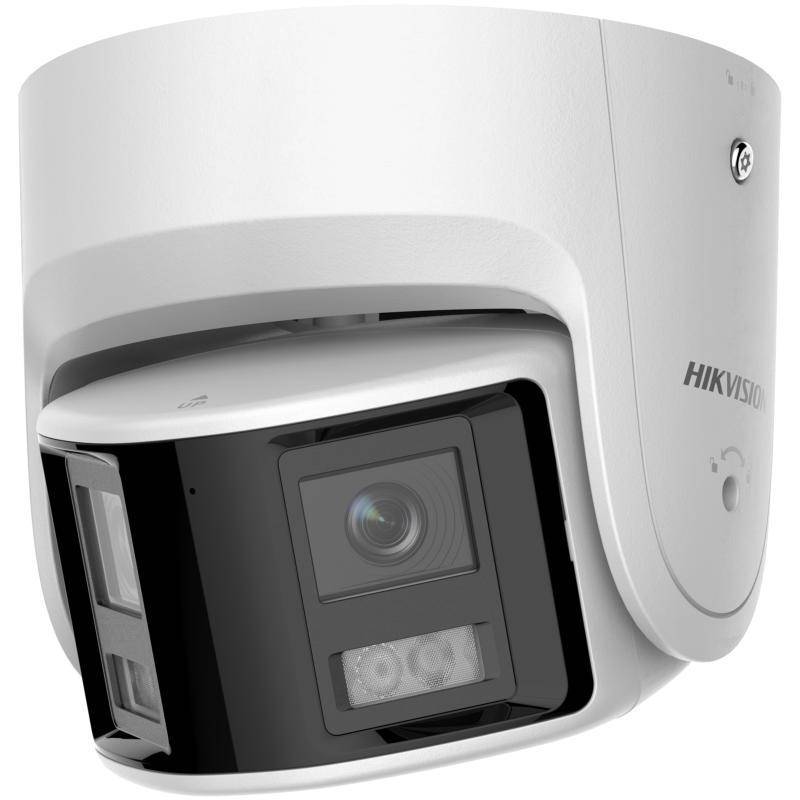 Hikvision 6MP IP Pro Series 180 Degree Wide Angle Panoramic Turret Camera, ColorVu, AcuSense, Perimeter, 2.8mm, 130dB WDR, 30m White Light, POE / 12VDC, IP67, MicroSD, Built-in Mic / Speaker / White Alarm Light (Wall Mount: DS-1273ZJ-140)