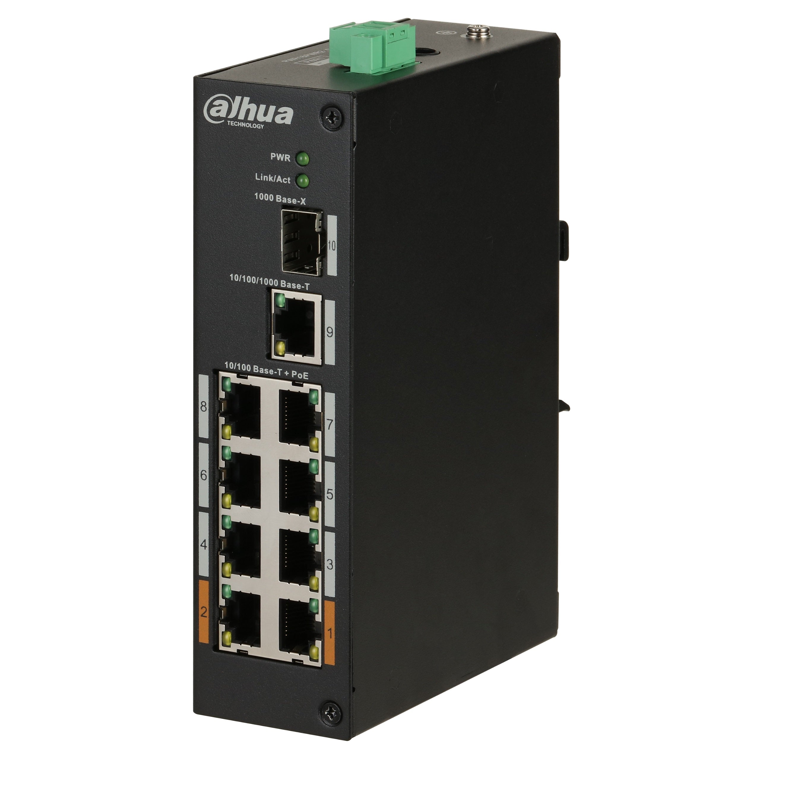 Dahua 8-Port Layer 2 Hardened Unmanaged POE Switch 96W - DIN Mount