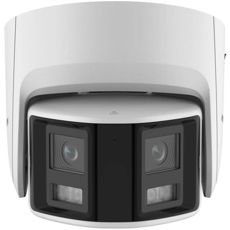 Hikvision 6MP IP Pro Series 180 Degree Wide Angle Panoramic Turret Camera, ColorVu, AcuSense, Perimeter, 2.8mm, 130dB WDR, 30m White Light, POE / 12VDC, IP67, MicroSD, Built-in Mic / Speaker / White Alarm Light (Wall Mount: DS-1273ZJ-140)