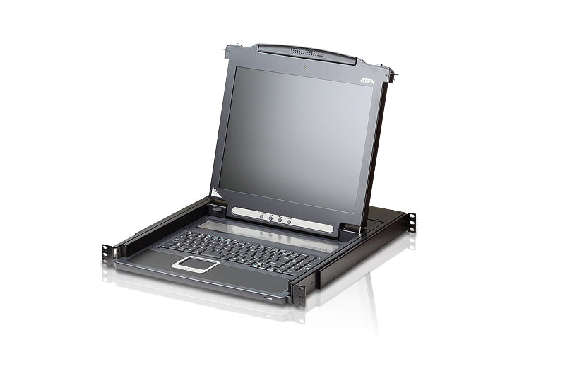 Aten CL-1000NA Rackmount Single Rail LCD Console, 19" LCD Display, VGA PS/2-USB, 1280x1024@75hz, LED Illumination, Custom KVM Cable Included