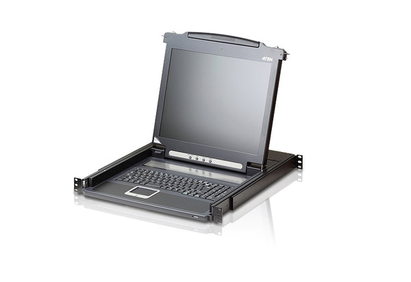 Aten CL-1000NA Rackmount Single Rail LCD Console, 19" LCD Display, VGA PS/2-USB, 1280x1024@75hz, LED Illumination, Custom KVM Cable Included