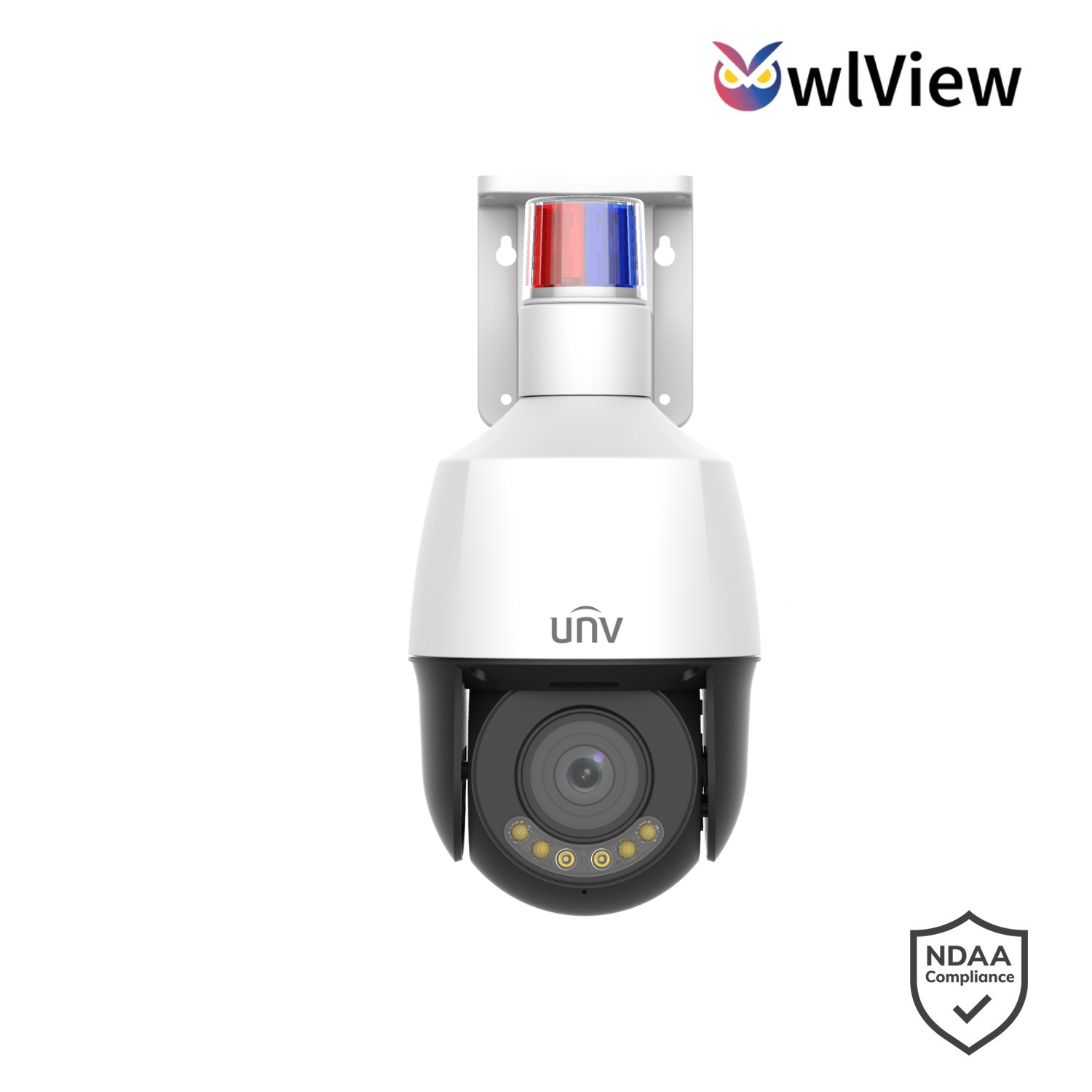Uniview 4MP 5x Owlview Tri-Guard PTZ, Perimeter, Auto-Tracking, ColorHunter, 2.7-13.5mm, 120dB WDR, 40m White Light, Triple Streams, MicroSD, POE or 12VDC, Built-in Mic / Speaker / Warning Lights, IP66 (Junction Box: TR-JB07-D-IN, Ceiling Mount: TR-CM06