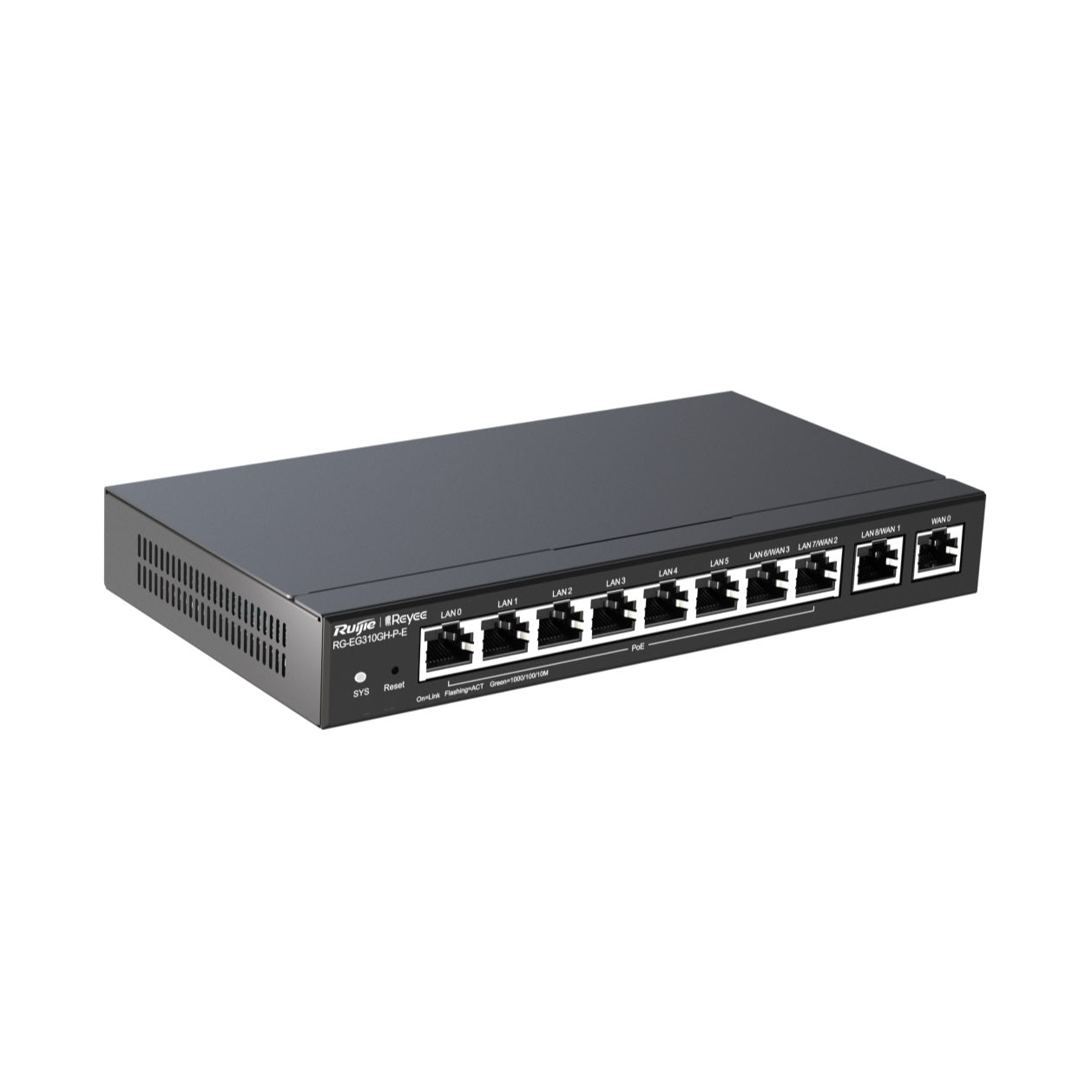 Ruijie* Reyee 10-Port Gigabit Cloud Managed POE Router, 1 x WAN, 6 x LAN, 3 x LAN / WAN, 8 x POE, 110W