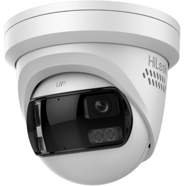 HiLook 8MP Panoramic IP Turret Camera, AcuSense, 2.8mm, 120 dB WDR, 30m IR, PoE / 12VDC, IP67, Built-in Mic, Red/Blue Strobe, Two-Way Audio (Wall Mount: DS-1273ZJ-140, Junction Box: DS-1280ZJ-DM21)