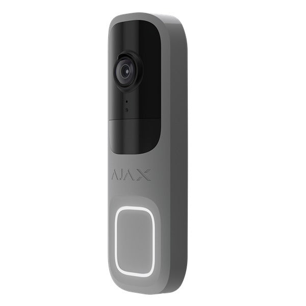 Ajax 4MP **GREY** WiFi Video Doorbell With AI Object Recognition, 6m IR, 155° View Angle, 12-24VDC Or 16-24VAC, 2.4GHz WiFi Connectivity, IP54, 145H × 47W × 34D mm