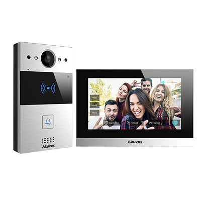 Akuvox IP / 2-Wire 7" WiFi Intercom Kit **WHITE** - Includes 1x C313W-2 WiFi Touchscreen Standard Internal Unit, 1x R20A-2 Surface Mount 1PB External Station, 1x 48V 2A Power Supply (Flush Mount: R20A-FLM / Surface Mount Raincover: R20A-SRC, Desk Mount: