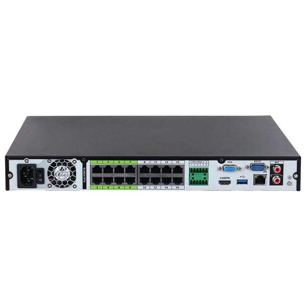 Dahua 16 Channel, WizSense AI Series, 16 x POE, 1RU, 384MB (200MB With AI Function Enabled), 1 x Gigabit NIC, 2 x HDD **NO HDD INSTALLED**