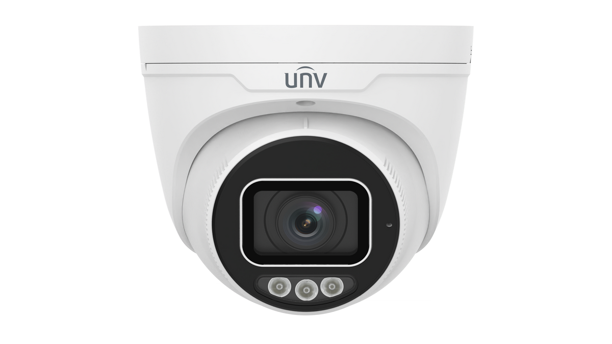 Uniview 8MP Dual-Light Prime Series Eyeball Turret, 2.8-12mm Motorised Lens, LightHunter, 40m IR, 120dB WDR, Triple Streams, Built-in Mic, MicroSD, PoE or 12VDC, IP67, IK10 (Wall Mount: TR-WM03-B-IN, Junction Box: TR-JB03-H-IN)
