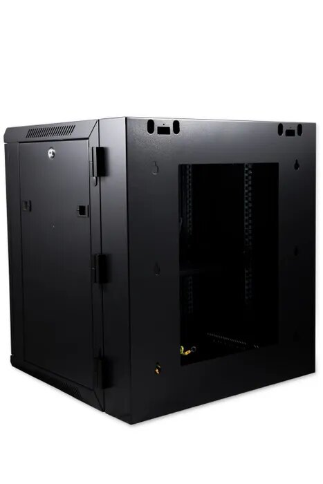 Certech 12RU 600mm Deep Swing Frame Cabinet With 1 x Fixed Shelf, 2 x Fans, 1x 6 Outlet PDU and 10 x Cage Nuts
