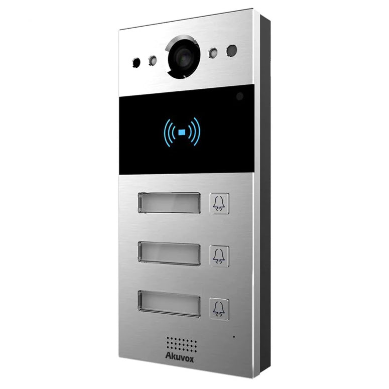 Akuvox IP 3-Button External Station With MiFare Reader, Mobile App, 2MP, Aluminium Panel, IP65, POE / 12VDC, Surface Mount (Flush Mount: R20K-FLM / Surface Mount Raincover: R20K-SRC)