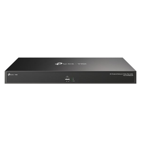 VIGI By TP-Link 32 Channel NVR, 4K HDMI & Independent VGA Output, 8MP Support, 16 Channel @ 2MP Decoding, 320Mbps Bandwidth, H.265+, Smart Detection & Alarms, Two-Way Audio, Simultaneous Playback, ONVIF, Remote Monitoring, 4× SATA up to 64TB, Dual Gigab