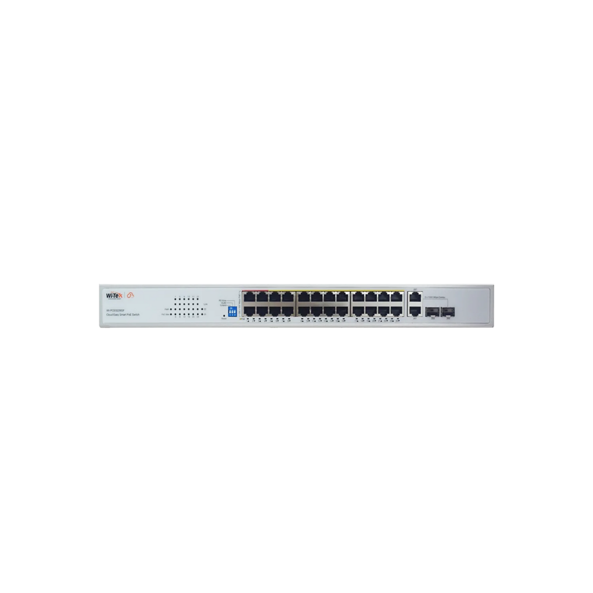Wi-Tek 24 Port Cloud Managed PoE Switch (24x PoE Ports, 2x Uplink Ports, 1x SFP Port) 250m Long Range, 270W Power Budget, PoE Watchdog