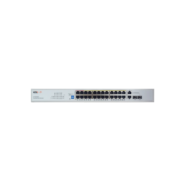 Wi-Tek 24 Port Cloud Managed PoE Switch (24x PoE Ports, 2x Uplink Ports, 1x SFP Port) 250m Long Range, 270W Power Budget, PoE Watchdog