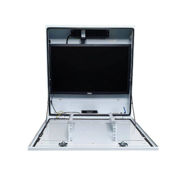 Zankap Outdoor Rated Vertical Wall Mount Security Cabinet, IP65, 2RU Horizontal With Integrated 4 Output Powerboard & 2 x Cabinet Locks - Fits Up To 4HDD NVR & 24" Monitor ***Requires M4 Screws To Mount Monitor***