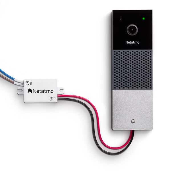 Netatmo 2MP WiFi Video Doorbell With Chime Function, 15m IR, 8-24VAC Or 230VAC, 2.4GHz WiFi Connectivity, IP44, MicroSD, Supplied With Transformer / 1 x 8GB MicroSD Card / 1 x Face Plate & 1 x Angle Bracket