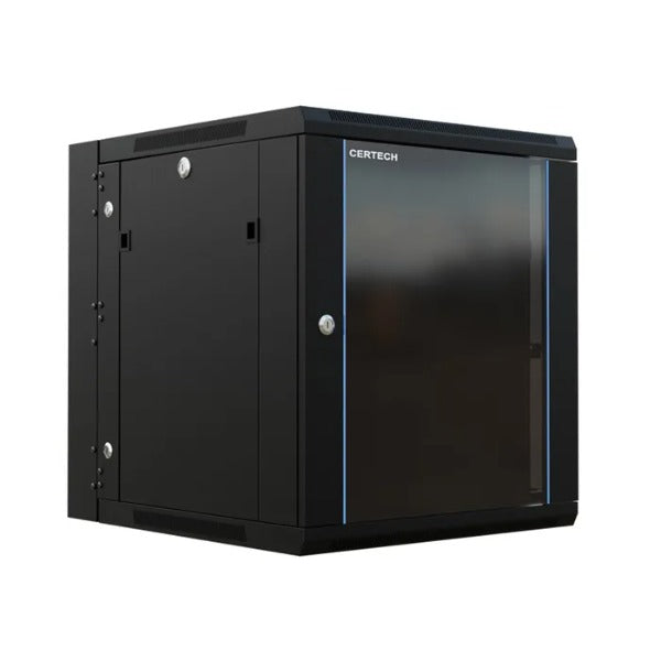 Certech 15RU 550mm Deep Swing Frame Cabinet With 1 x Fixed Shelf, 2 x Fans and 10 x Cage Nuts