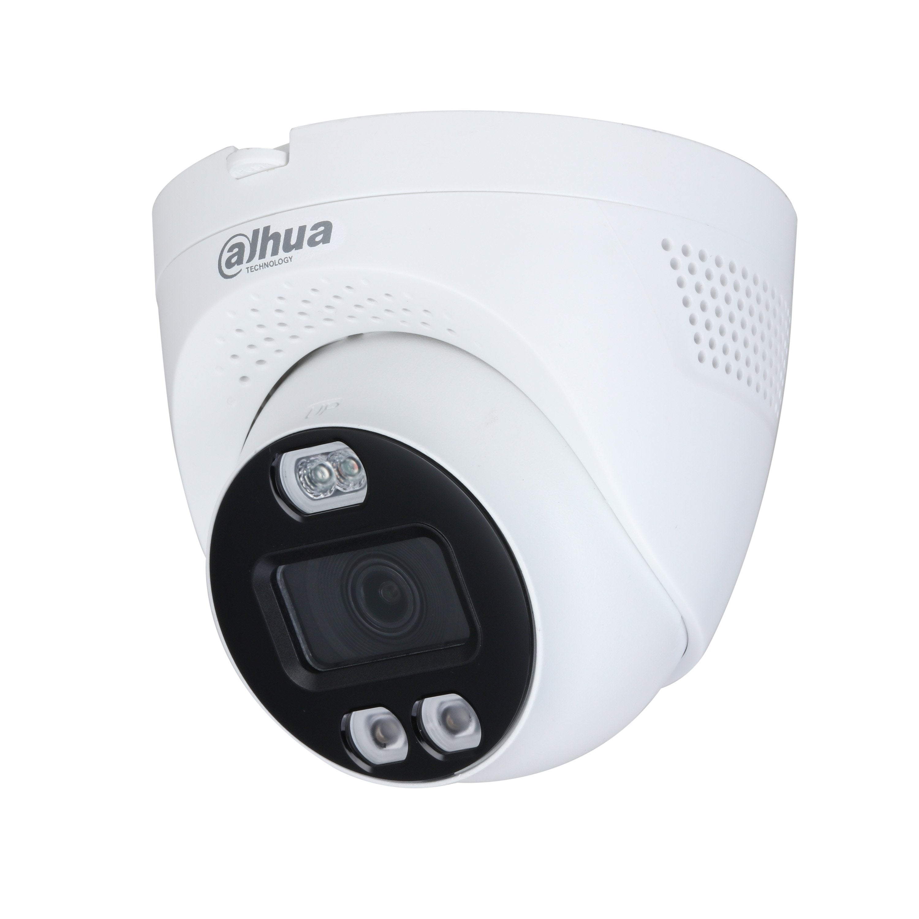 Dahua 5MP HDCVI Full Colour Active Deterrence TiOC Turret Camera, 2.8mm, 120dB WDR, 40m White Light, 12VDC, IP67, Sound Warning, Red / Blue Lights (Junction Box: PFA130-E)