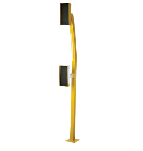 Zankap 2M Dual Head Curved Gooseneck Bollard, With Rain Hood (340H x 154W mm) - Yellow