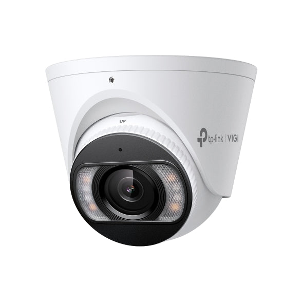 VIGI By TP-Link 8MP Full-Color Turret, 1/2.7" CMOS, 2.8mm F1.6, 120dB True WDR, IR/White Light 30m, Human & Vehicle Detection, People & Vehicle Analytics, Smart Detection, SmartVid, Built-in Mic & Speaker, MicroSD Slot, H.265+, IP67, 12VDC/PoE