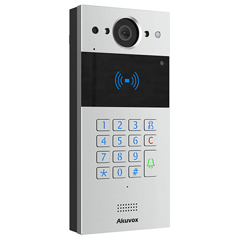 Akuvox IP / 2-Wire Compact External Station With Keypad, MiFare Reader, Mobile App, 2MP, Aluminium Panel, IP65, POE / 24 Or 48VDC, Surface Mount (Flush Mount: R20K-FLM / Surface Mount Raincover: R20K-SRC)