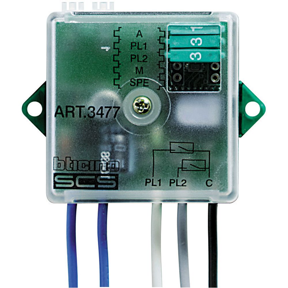 Bticino Basic Contacts Interface With Dry Contact NC / NO Outputs To Operate 2 Independent Contacts For Control Of 2 Actuators For Single Function Loads Or 1 Actuator For Double Function Loads