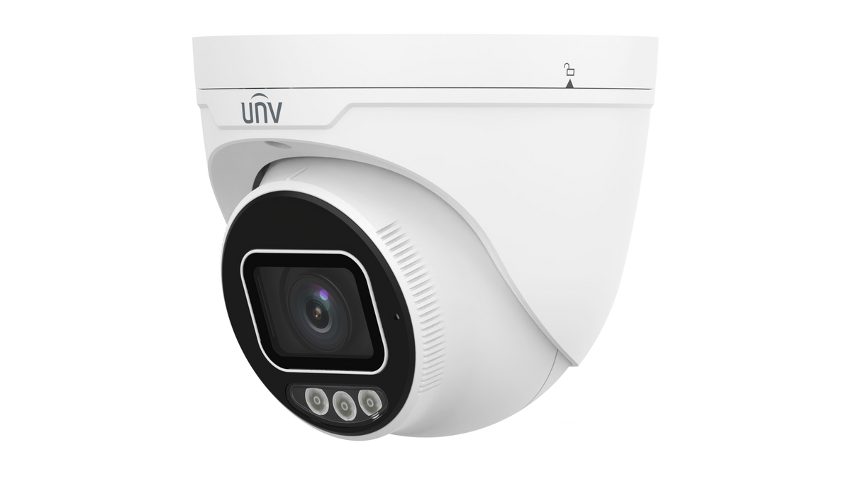 Uniview 8MP Dual-Light Prime Series Eyeball Turret, 2.8-12mm Motorised Lens, LightHunter, 40m IR, 120dB WDR, Triple Streams, Built-in Mic, MicroSD, PoE or 12VDC, IP67, IK10 (Wall Mount: TR-WM03-B-IN, Junction Box: TR-JB03-H-IN)