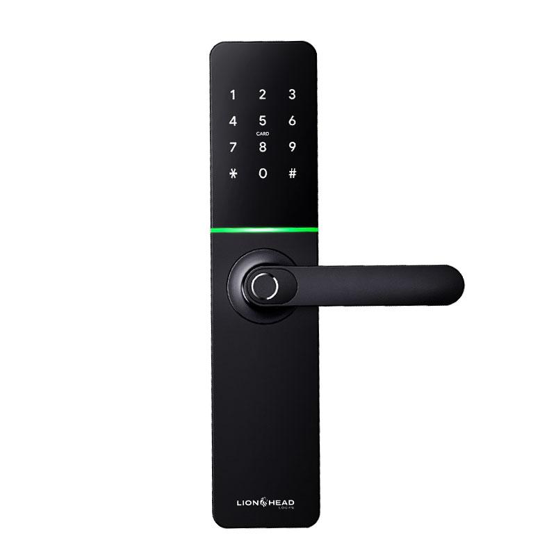 Lionhead Lock Enmore Luxe Series **BLACK** Leverset Electric Mortice Lock With WiFi Built-In, BLE, PIN Entry, Fingerprint / Prox Reader, E-Key & Key Overridable Lock, Track Key 6068 **REQUIRES 4x AA BATTERIES**