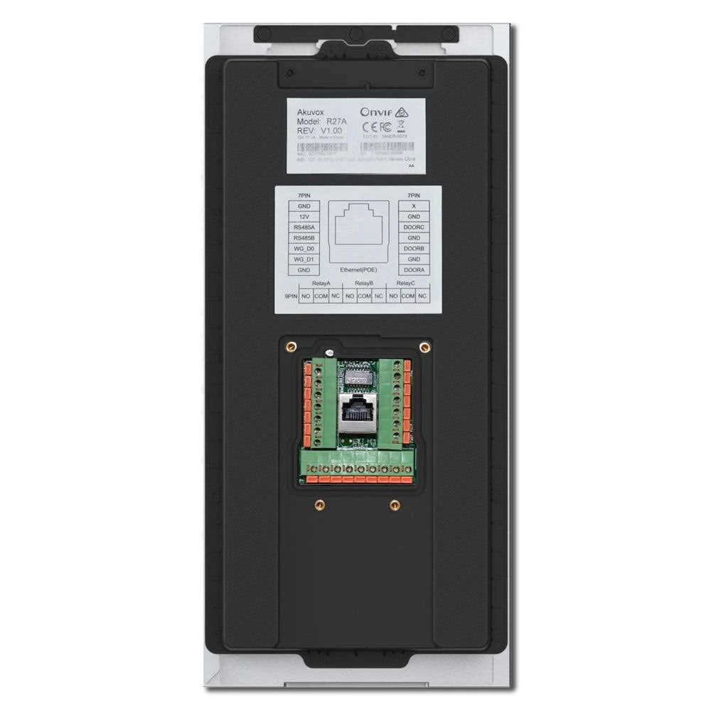 Akuvox IP External Station With Keypad, MiFare / NFC Reader, Mobile App, 2MP, Aluminium Panel, IP65, POE / 12VDC, Surface Mount (Flush Mount: R27A-FLM / Surface Mount Raincover: R27A-SRC)