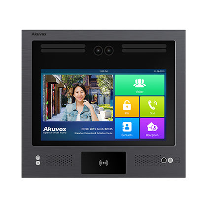 Akuvox IP External Station With Digital Keypad, 13" Touch Screen, MiFare / NFC / QR Code Reader, Facial Recognition, Mobile App, 2MP, Stainless Steel Panel, IP65, IK07, POE / 12VDC, Surface Mount (Flush Mount: X916S-FLM / Surface Mount Raincover: X916S-