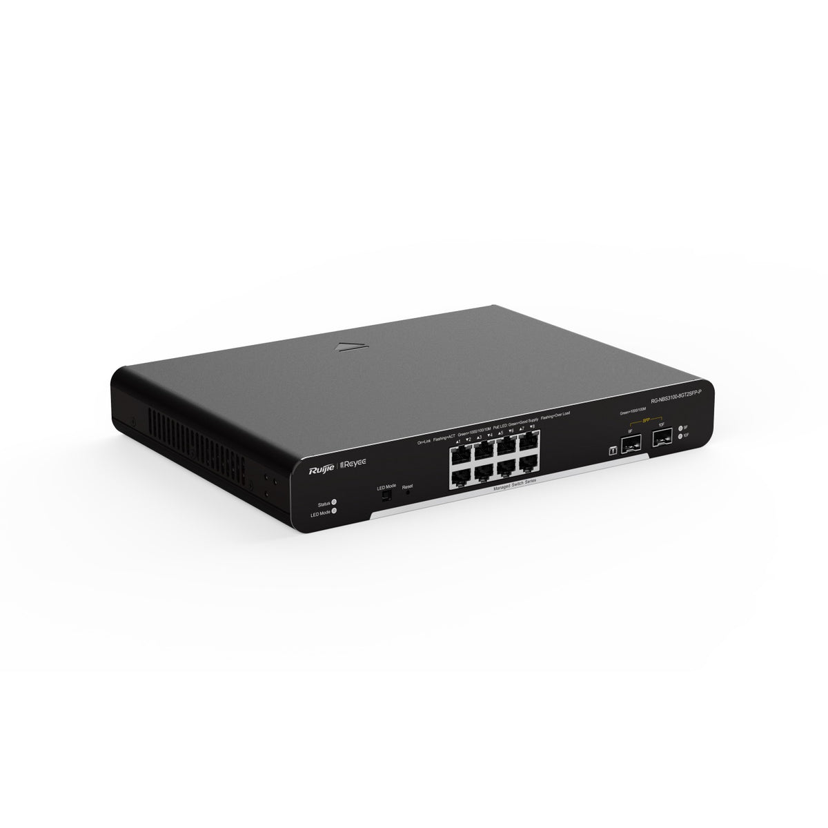 Ruijie Reyee 10-Port Gigabit Cloud Managed POE Switch, 8 x POE+, 2 x SFP, 125W, Desktop / Wall Mount