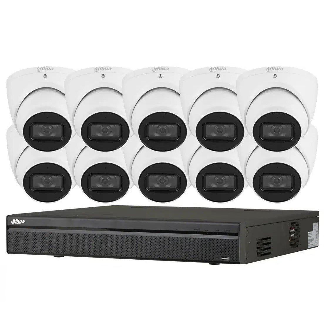 Dahua 16CH Lite Series 5MP Eyeball Kit - 1× NVR4216-16P-AI, 10× IPC-HDW2541EMP-AS-ANZ | Starlight, SMD Plus, 2.8mm, 120dB WDR, 30m IR (Wall Mount: PFB205W, Junction Box: PFA130-E) **NO HARDDRIVE**