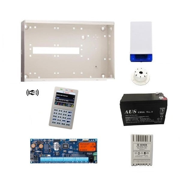 Bosch Solution 6000 Basic Starter Kit With Control Panel / Graphic WiFi Keypad (CC610GWF-2), Enclosure (MW350), Plug Pack (PP18-1.33), Battery (BATT12-7), Combo Siren (WP16), Top Hat Screamer (WP08) **NO DETECTORS**